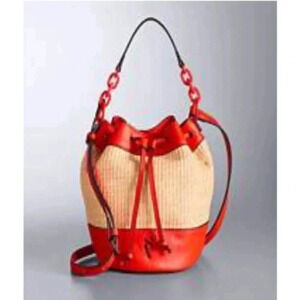 Simply Vera Vera Wang Straw bucket Bag - Natural Orange Straw